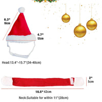 HKM-7839933 Christmas Hat and Scarf Set for Cats and Dogs - Red Short Plush, One Size