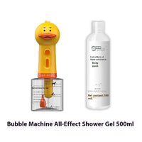 HKM-7840189 Small Yellow Duck Bath Bubble Machine with 400ml Capacity and Shower Gel
