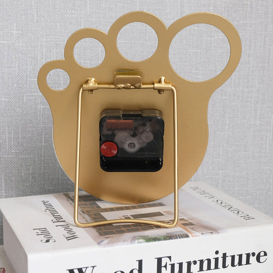 HKM-784147 Modern Nordic Design 6-Inch Iron Desk Clock in Gold with Cartoon Shape