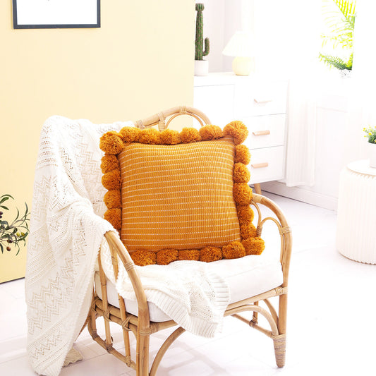 HKM-784147 Nordic Knitted Big Ball Pillow - Soft Polyester Fiber Cushion in Multiple Colors