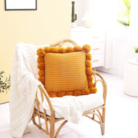 HKM-784147 Nordic Knitted Big Ball Pillow - Soft Polyester Fiber Cushion in Multiple Colors