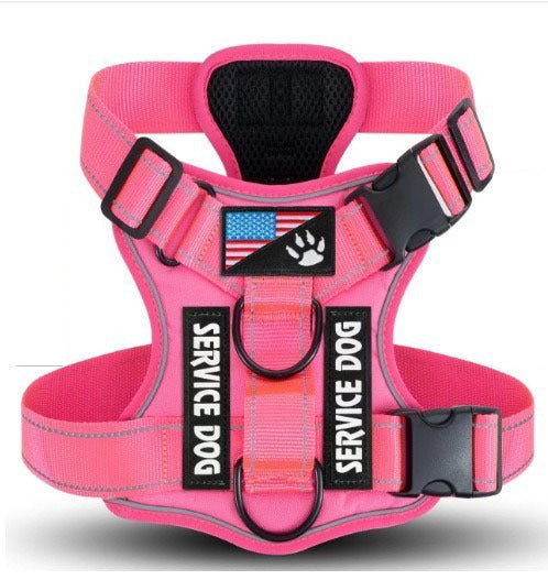 HKM-7841597 Large Dog Tactical Harness Vest with Reflective Nylon Leash - Multiple Colors Available