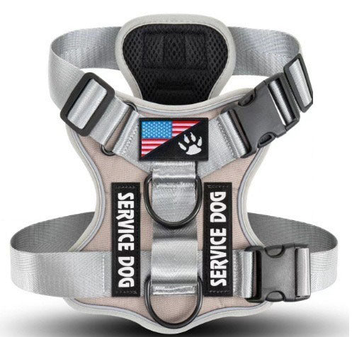 HKM-7841597 Large Dog Tactical Harness Vest with Reflective Nylon Leash - Multiple Colors Available