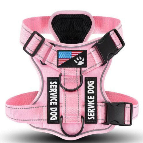 HKM-7841597 Large Dog Tactical Harness Vest with Reflective Nylon Leash - Multiple Colors Available