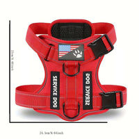 HKM-7841597 Large Dog Tactical Harness Vest with Reflective Nylon Leash - Multiple Colors Available