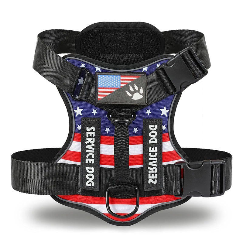 HKM-7841597 Large Dog Tactical Harness Vest with Reflective Nylon Leash - Multiple Colors Available