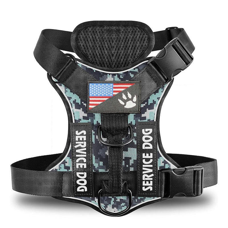 HKM-7841597 Large Dog Tactical Harness Vest with Reflective Nylon Leash - Multiple Colors Available