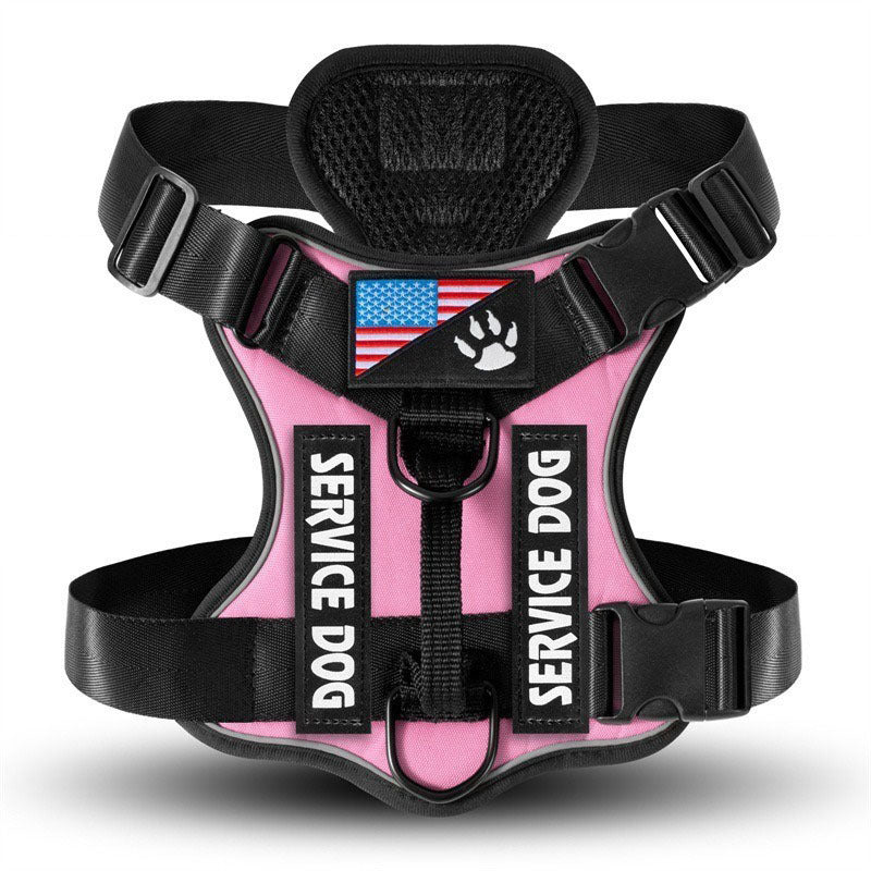 HKM-7841597 Large Dog Tactical Harness Vest with Reflective Nylon Leash - Multiple Colors Available