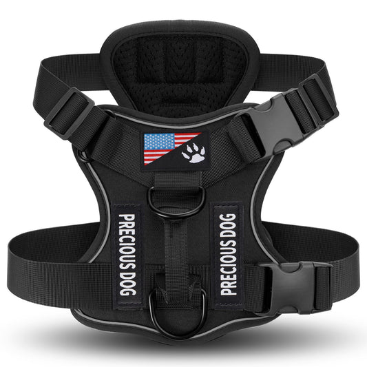HKM-7841597 Large Dog Tactical Harness Vest with Reflective Nylon Leash - Multiple Colors Available