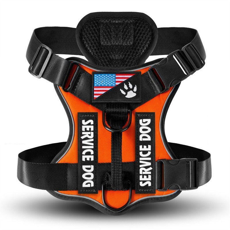 HKM-7841597 Large Dog Tactical Harness Vest with Reflective Nylon Leash - Multiple Colors Available