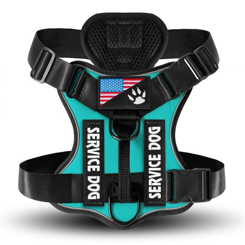 HKM-7841597 Large Dog Tactical Harness Vest with Reflective Nylon Leash - Multiple Colors Available