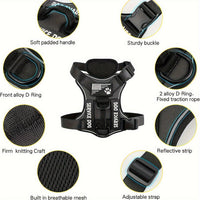 HKM-7841597 Large Dog Tactical Harness Vest with Reflective Nylon Leash - Multiple Colors Available