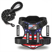 HKM-7841597 Large Dog Tactical Harness Vest with Reflective Nylon Leash - Multiple Colors Available
