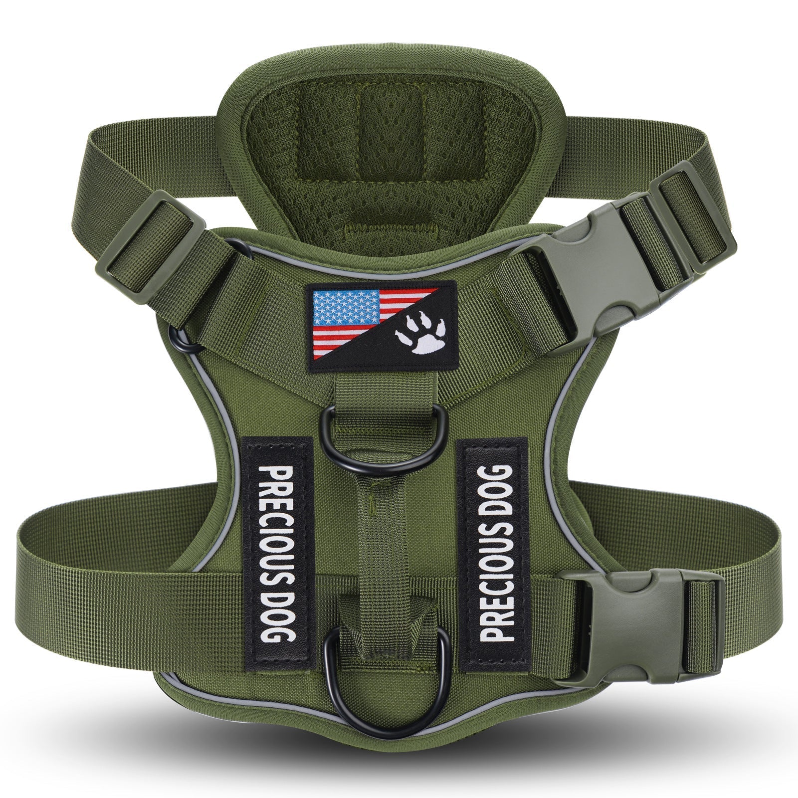 HKM-7841597 Large Dog Tactical Harness Vest with Reflective Nylon Leash - Multiple Colors Available