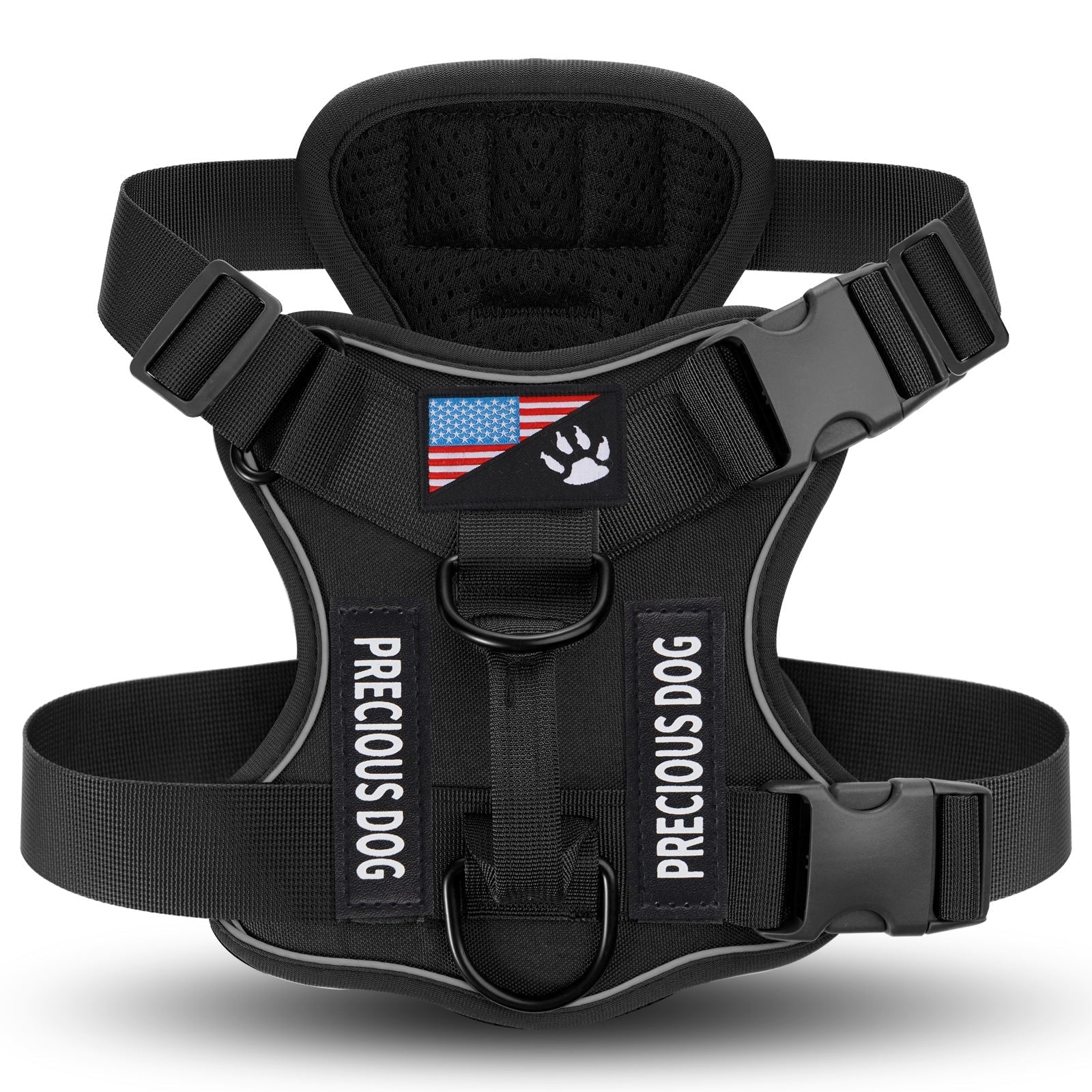 HKM-7841597 Large Dog Tactical Harness Vest with Reflective Nylon Leash - Multiple Colors Available