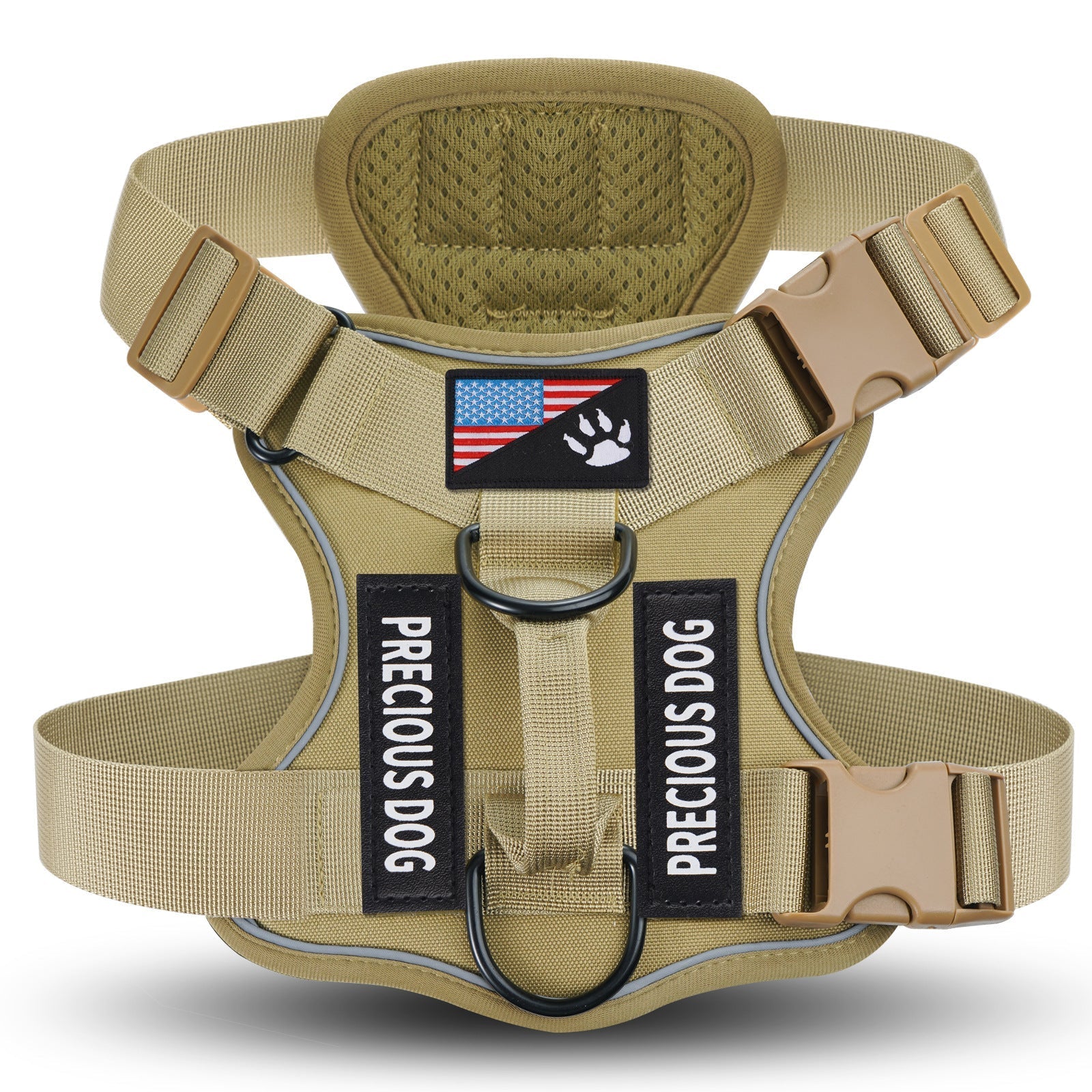 HKM-7841597 Large Dog Tactical Harness Vest with Reflective Nylon Leash - Multiple Colors Available