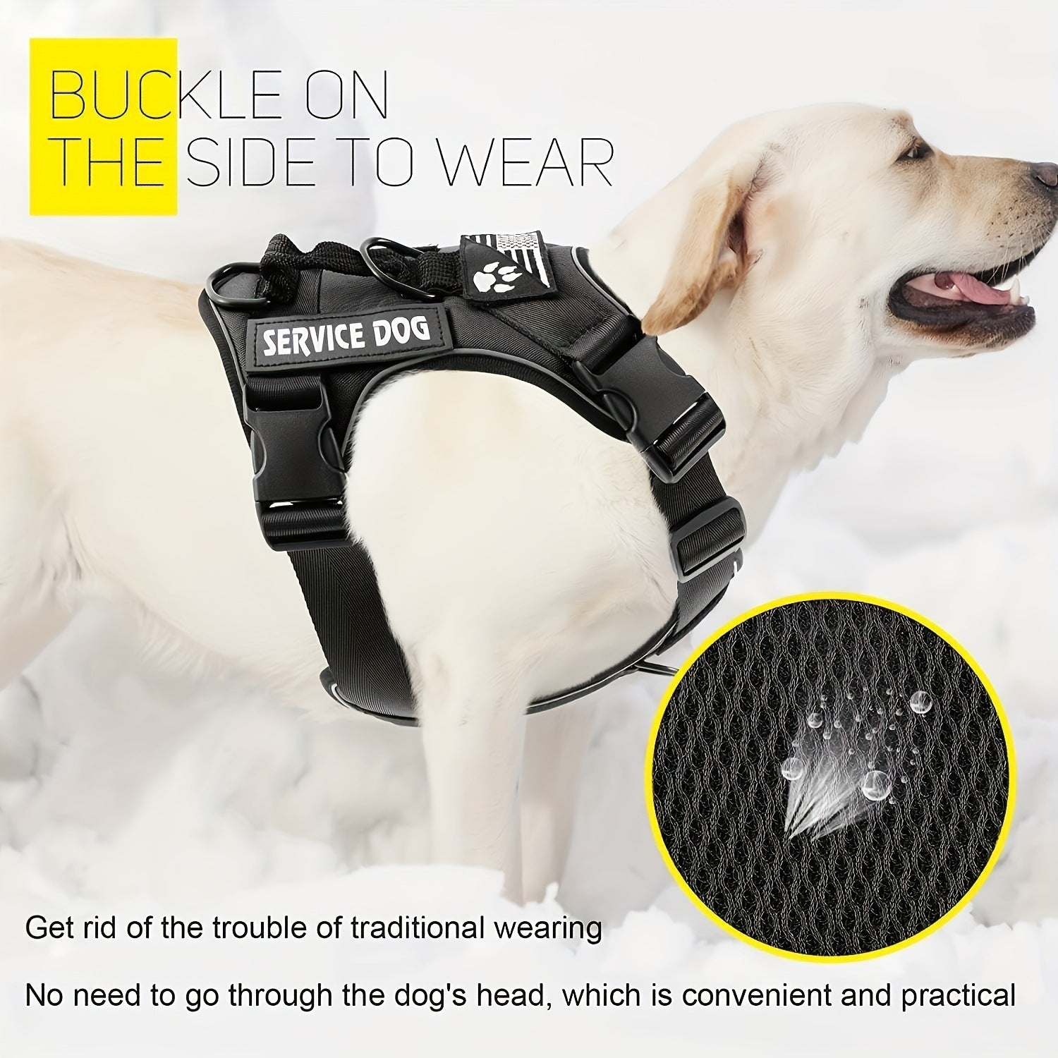 HKM-7841597 Large Dog Tactical Harness Vest with Reflective Nylon Leash - Multiple Colors Available