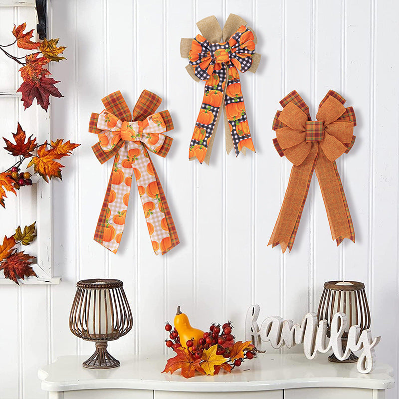 HKM-784211 Thanksgiving Decorative Pendants for Home - Polyester Bow Styles A, B, C