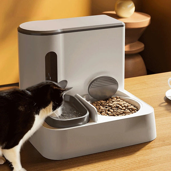 HKM-7844285 Automatic Pet Feeder and Water Dispenser with Double Bowls for Cats - Multiple Colors and Materials Available