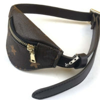 HKM-7844541 Small Dog Shoulder Bag Crossbody in Coffee Geometry Print PU Leather