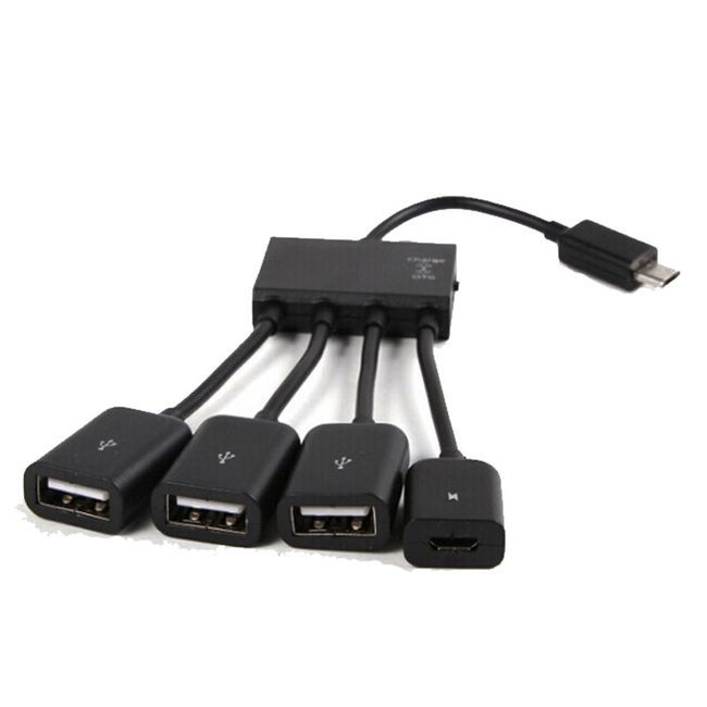 HKM-784467 Micro USB OTG Multi-Port Adapter for Mobile Devices with Charging and OTG Support