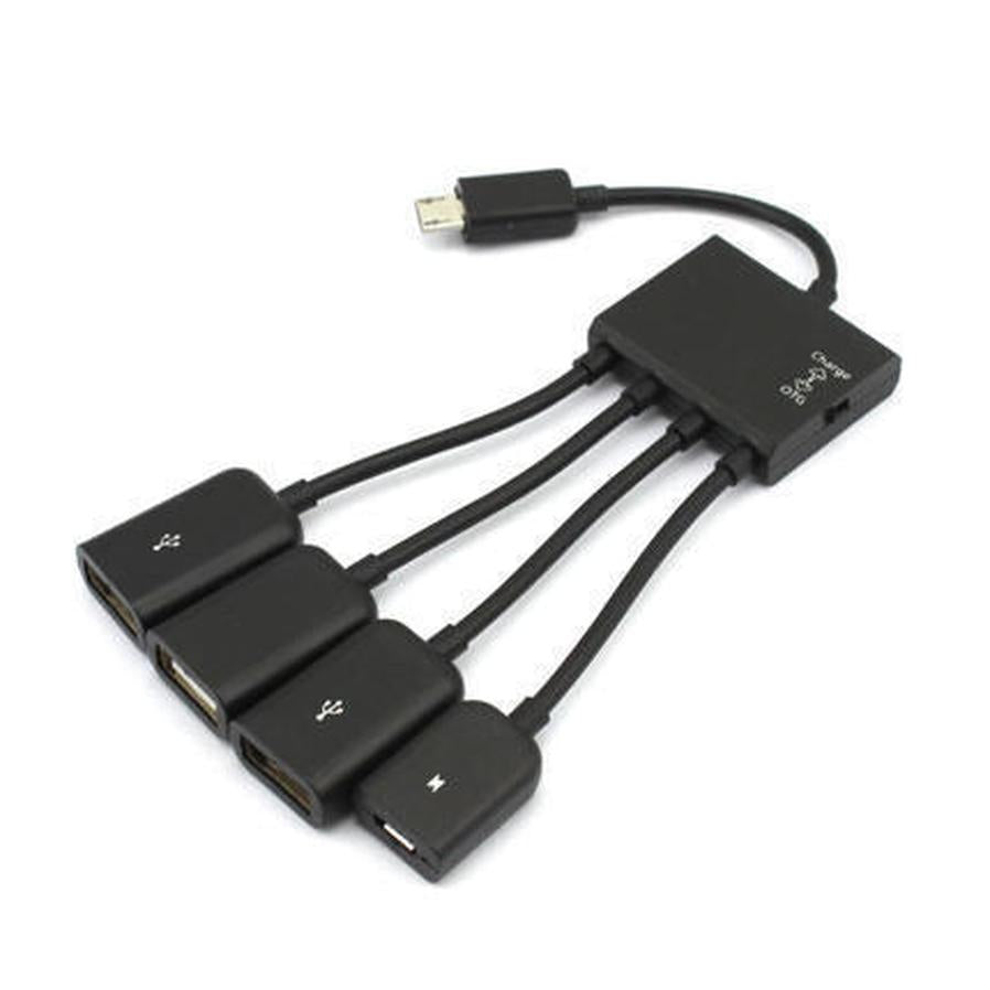 HKM-784467 Micro USB OTG Multi-Port Adapter for Mobile Devices with Charging and OTG Support