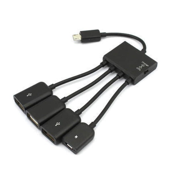 HKM-784467 Micro USB OTG Multi-Port Adapter for Mobile Devices with Charging and OTG Support