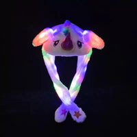 HKM-784531 LED Plush Bunny Hat with Glow in the Dark Features and Moving Ears
