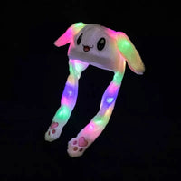 HKM-784531 LED Plush Bunny Hat with Glow in the Dark Features and Moving Ears