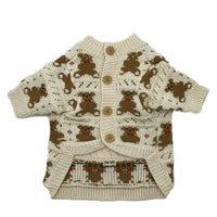 HKM-7846077 Cute Casual Wool Sweater for Pomeranians - Beige Bear Design, Various Sizes Available