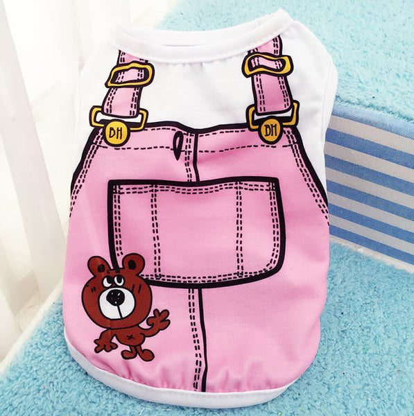 HKM-7848637 Spring Summer Cotton Pet Clothes with Fake Strap ¨C Various Colors & Sizes Available