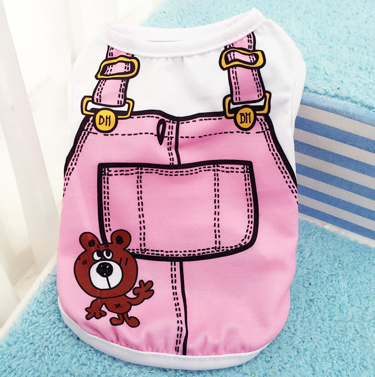 HKM-7848637 Spring Summer Cotton Pet Clothes with Fake Strap ¨C Various Colors & Sizes Available