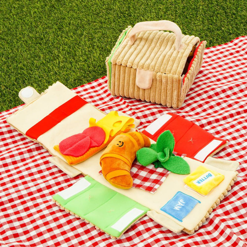HKM-7848893 Picnic Box Croissant Set Plush Pet Toy with Hidden Food Pockets