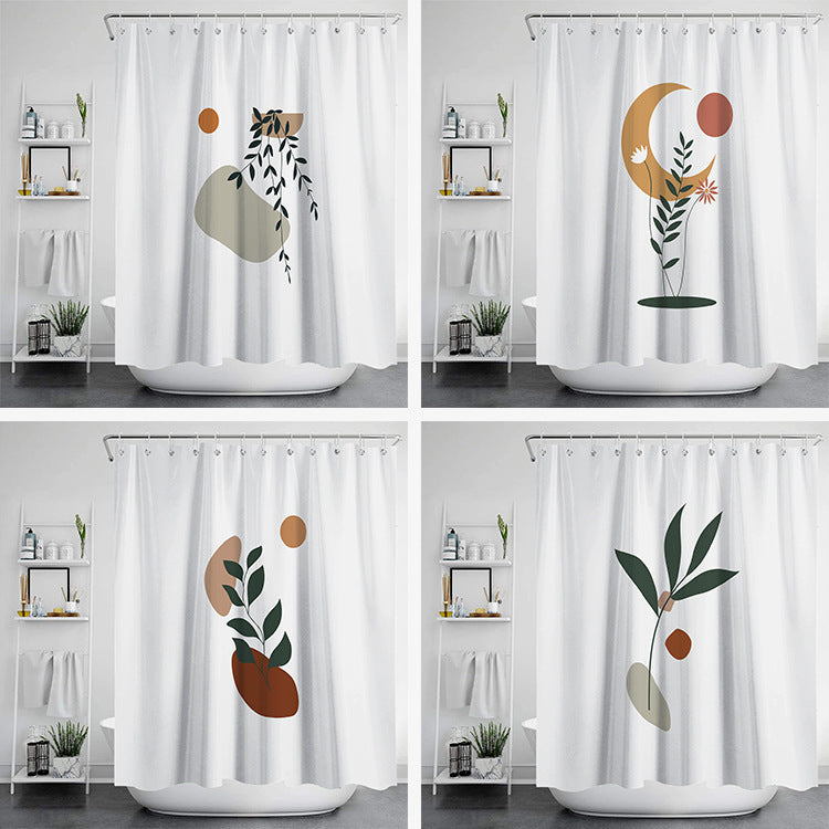 HKM-784915 Digital Printed Waterproof Shower Curtain – Mildew Resistant Polyester Fabric, Modern European Style