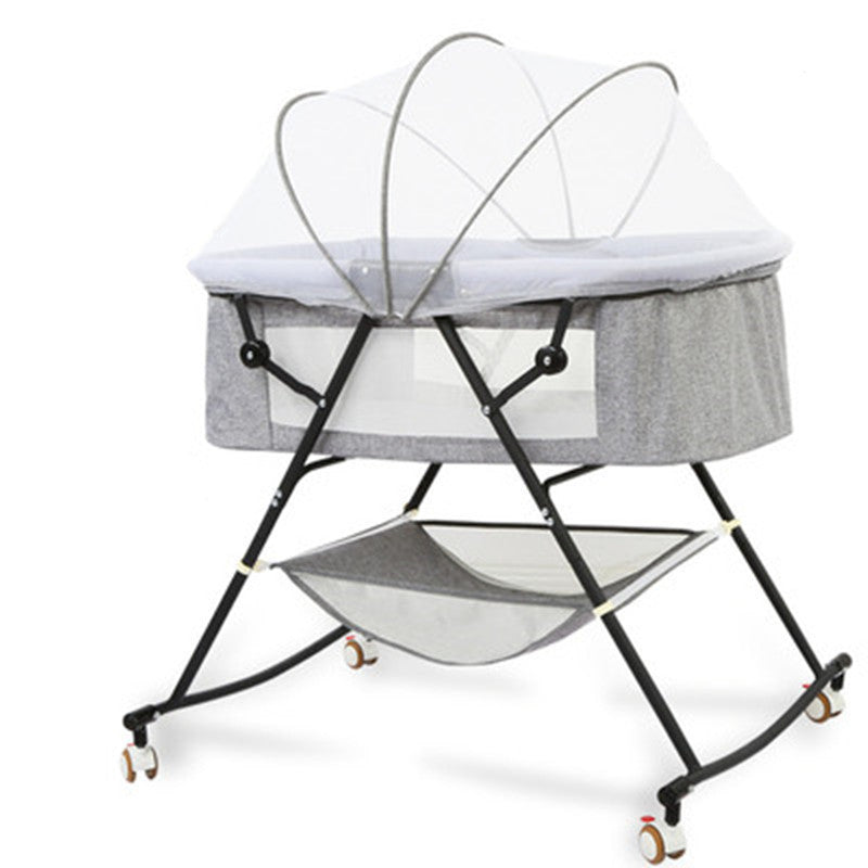 HKM-784915 Foldable Portable Baby Cradle Bed with Mosquito Net and Shaker Function