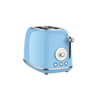 HKM-784979 Extra Wide Slot 2 Slice Retro Toaster with 6 Level Browning, Reheat, Defrost, and Cancel Functions