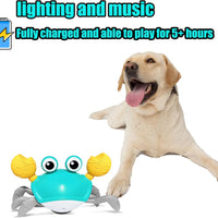 HKM-7851325 Crawling Crab Interactive Pet Toy with Obstacle Avoidance Sensor, Music, and Lights for Dogs and Cats