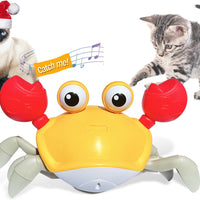 HKM-7851325 Crawling Crab Interactive Pet Toy with Obstacle Avoidance Sensor, Music, and Lights for Dogs and Cats