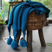 HKM-785235 Nordic Polyacrylonitrile Fiber Shawl Blanket - Blue/Gray, 100x100cm