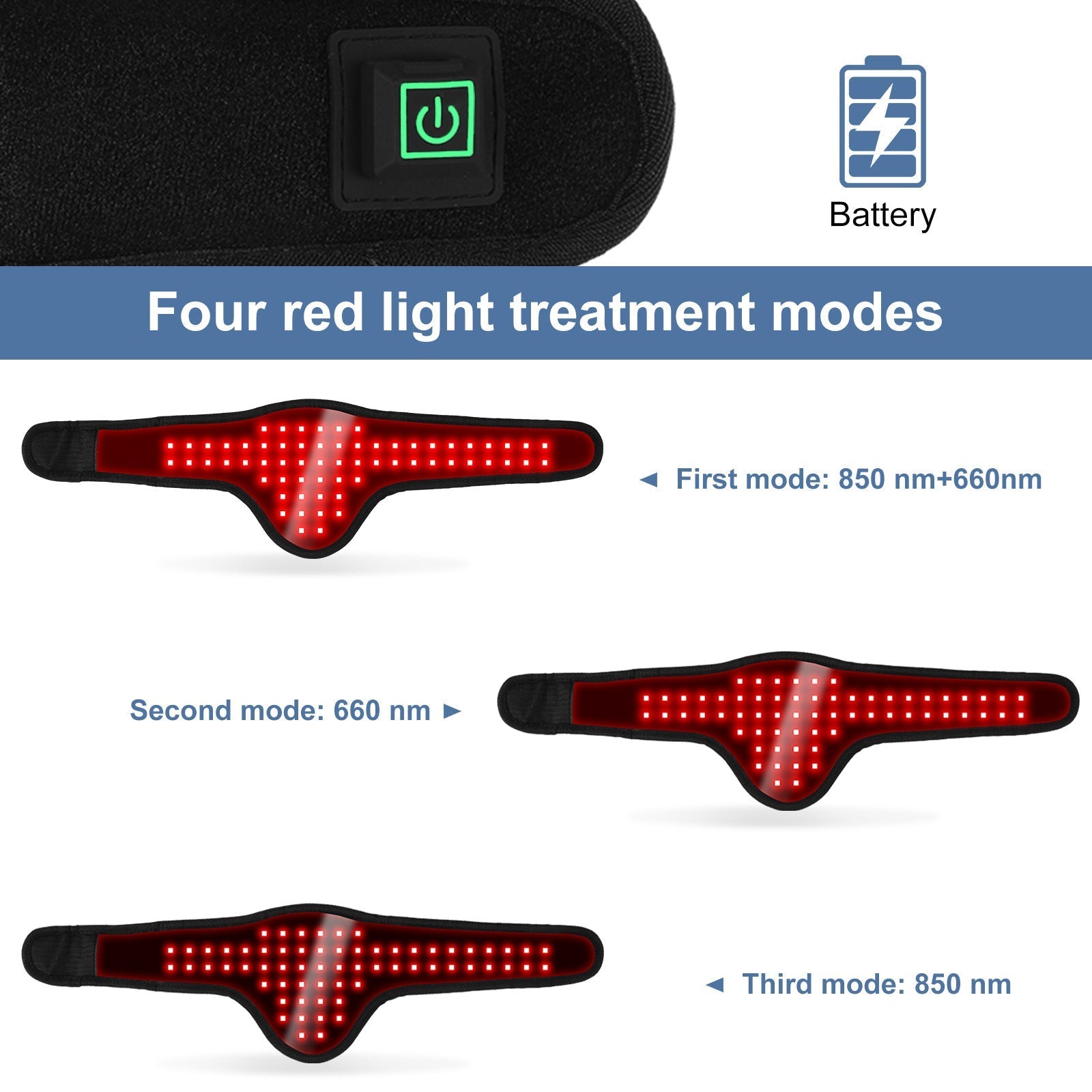 HKM-7853117 Pet Physiotherapy Infrared Therapy Belt for Home Use - Black, USB Rechargeable
