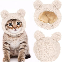 HKM-7853501 Warm and Soft Cat Bear Hat Costume - Cozy Headwear for Small Pets
