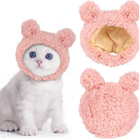 HKM-7853501 Warm and Soft Cat Bear Hat Costume - Cozy Headwear for Small Pets