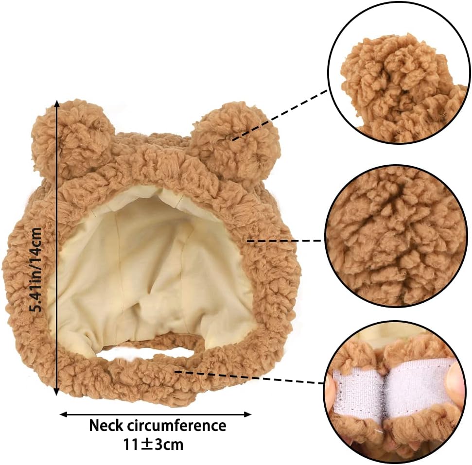HKM-7853501 Warm and Soft Cat Bear Hat Costume - Cozy Headwear for Small Pets