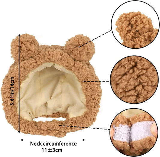 HKM-7853501 Warm and Soft Cat Bear Hat Costume - Cozy Headwear for Small Pets