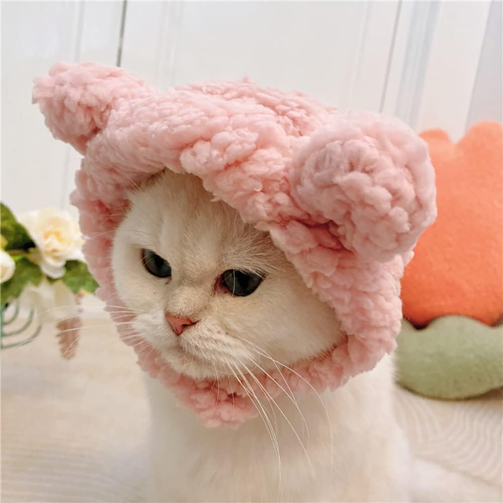 HKM-7853501 Warm and Soft Cat Bear Hat Costume - Cozy Headwear for Small Pets