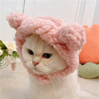 HKM-7853501 Warm and Soft Cat Bear Hat Costume - Cozy Headwear for Small Pets