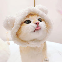 HKM-7853501 Warm and Soft Cat Bear Hat Costume - Cozy Headwear for Small Pets