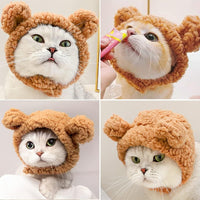 HKM-7853501 Warm and Soft Cat Bear Hat Costume - Cozy Headwear for Small Pets