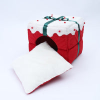 HKM-7853885 Cozy Enclosed Dual-Use Christmas Cat Bed with Jingle Bell and Plush Fabric