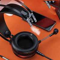 HKM-785427 Wired Computer Headset with Microphone and Breathable Protein Earmuffs